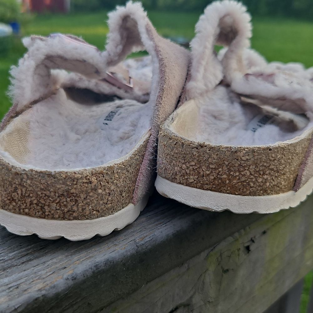 Birkenstock Arizona Shearling Sandals Suede Taupe 41 - Picture 5 of 7